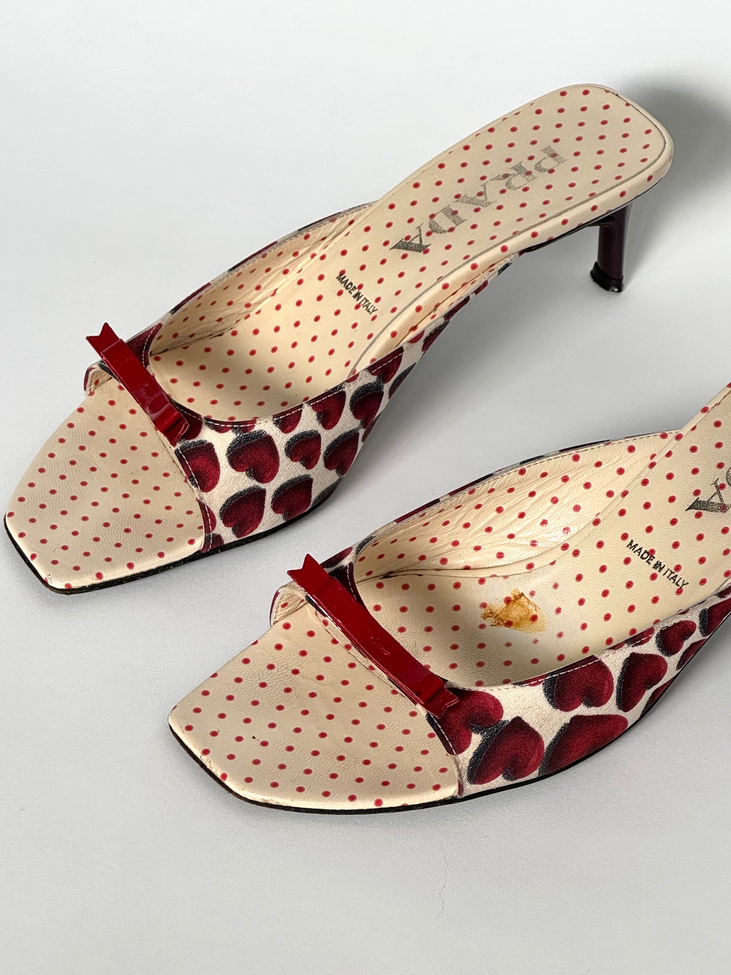 Prada SS2000 Red Heart Bow Slides (IT37 / US7-7.5)