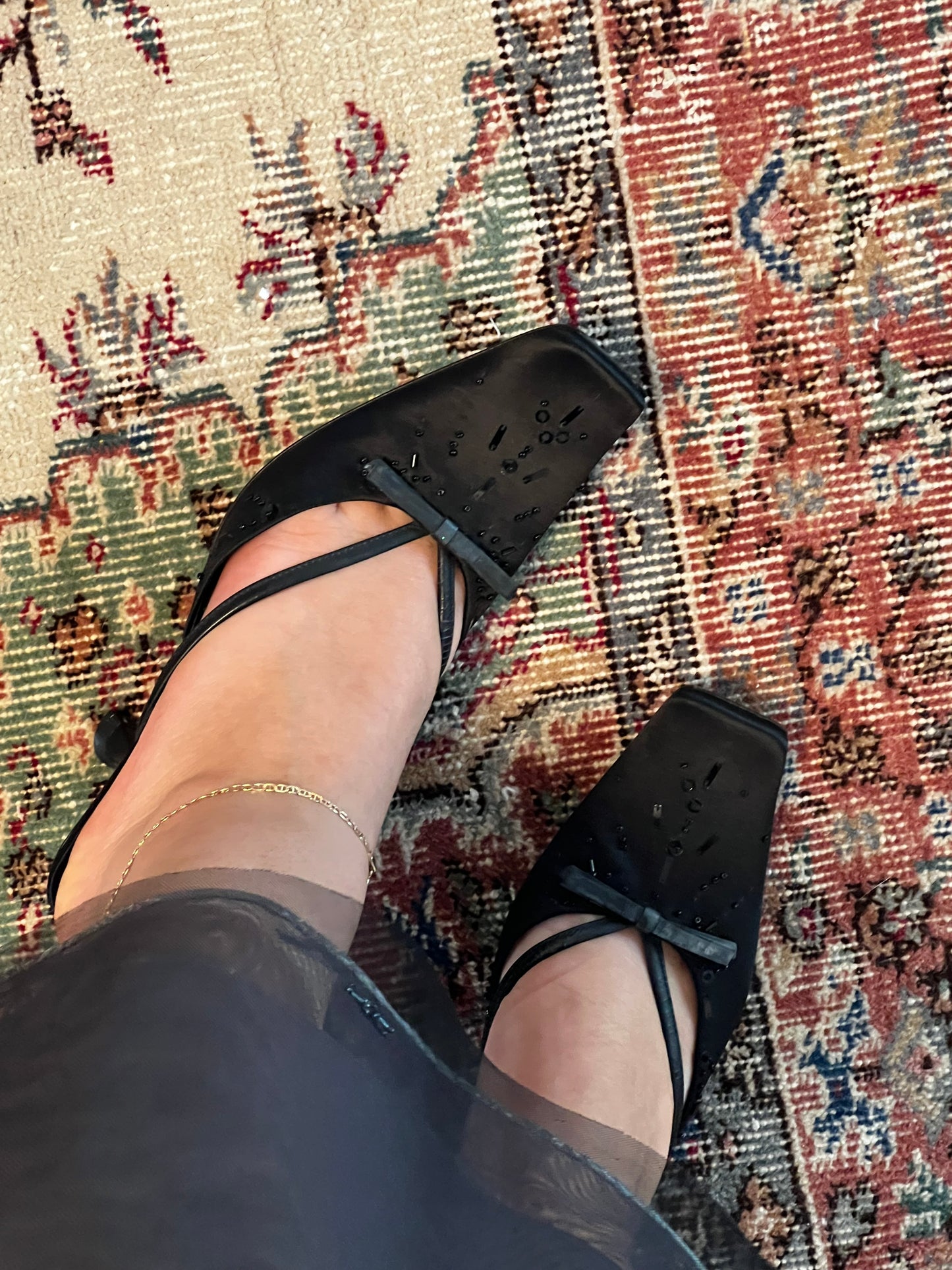Prada Satin Beaded Black Bow Mules (IT37 / US6-6.5)