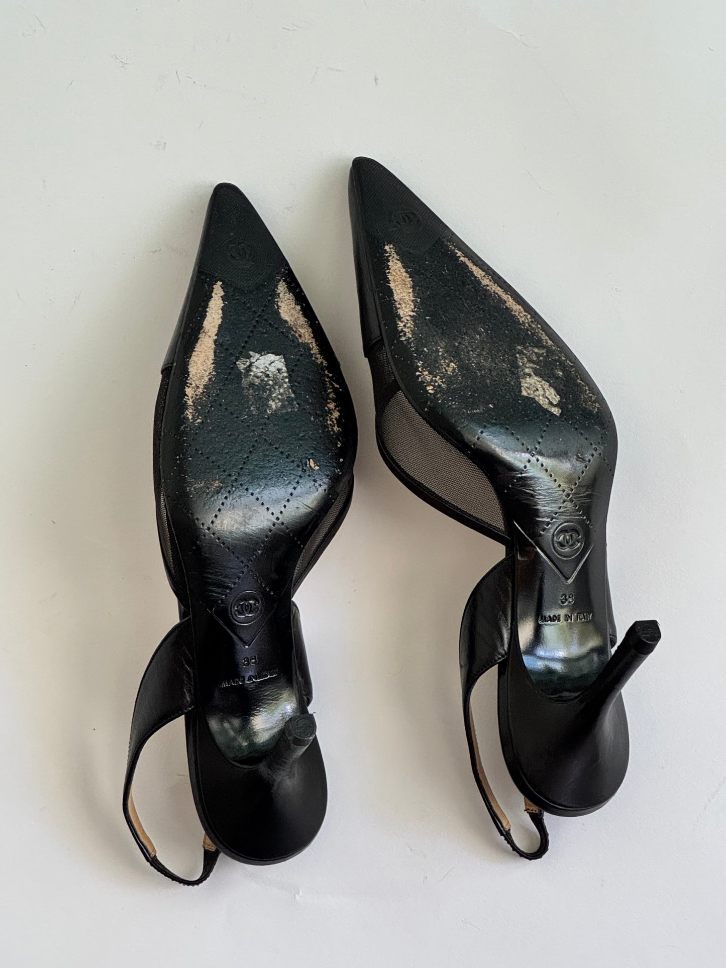 CHANEL CC Logo Slingback Pumps (IT38 / US6.5-7)