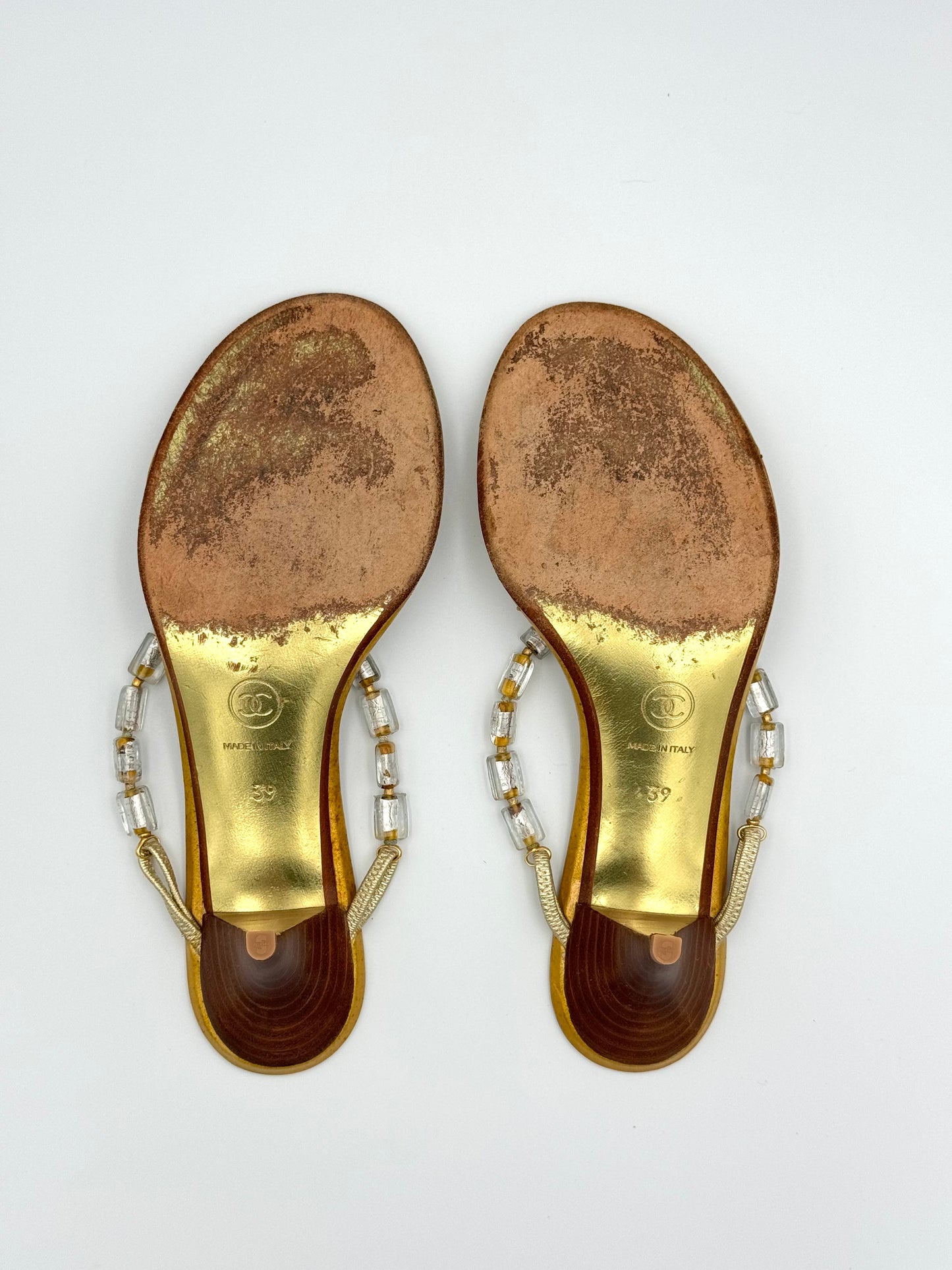 Vintage CHANEL Gold Slides (IT39 / US7.5-8)