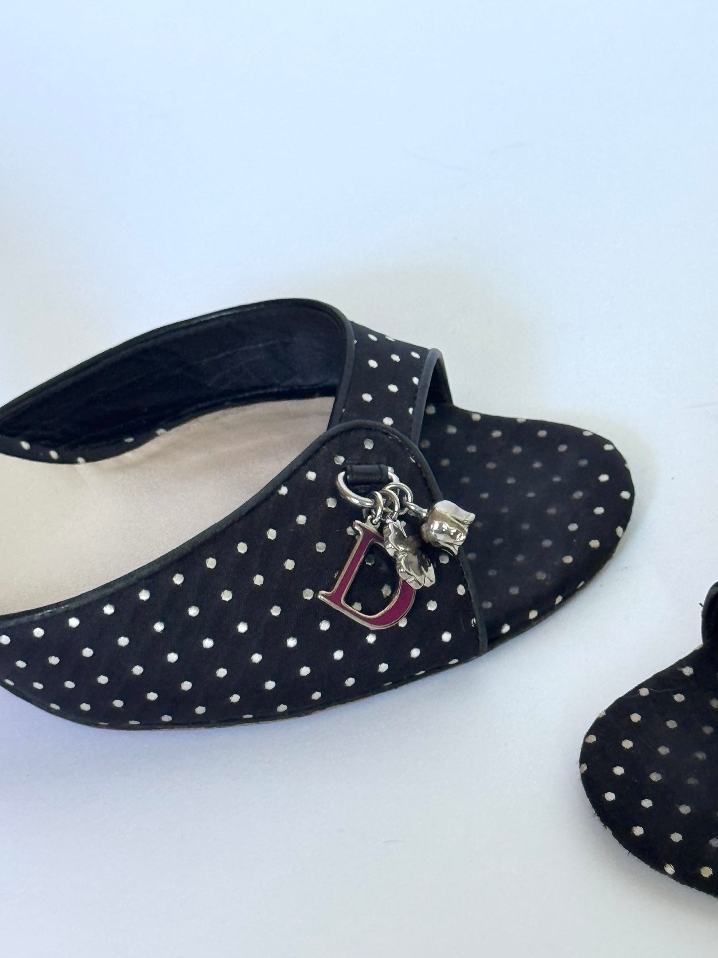 Christian Dior Polka Dot Satin Slides (IT38 / US8-8.5)