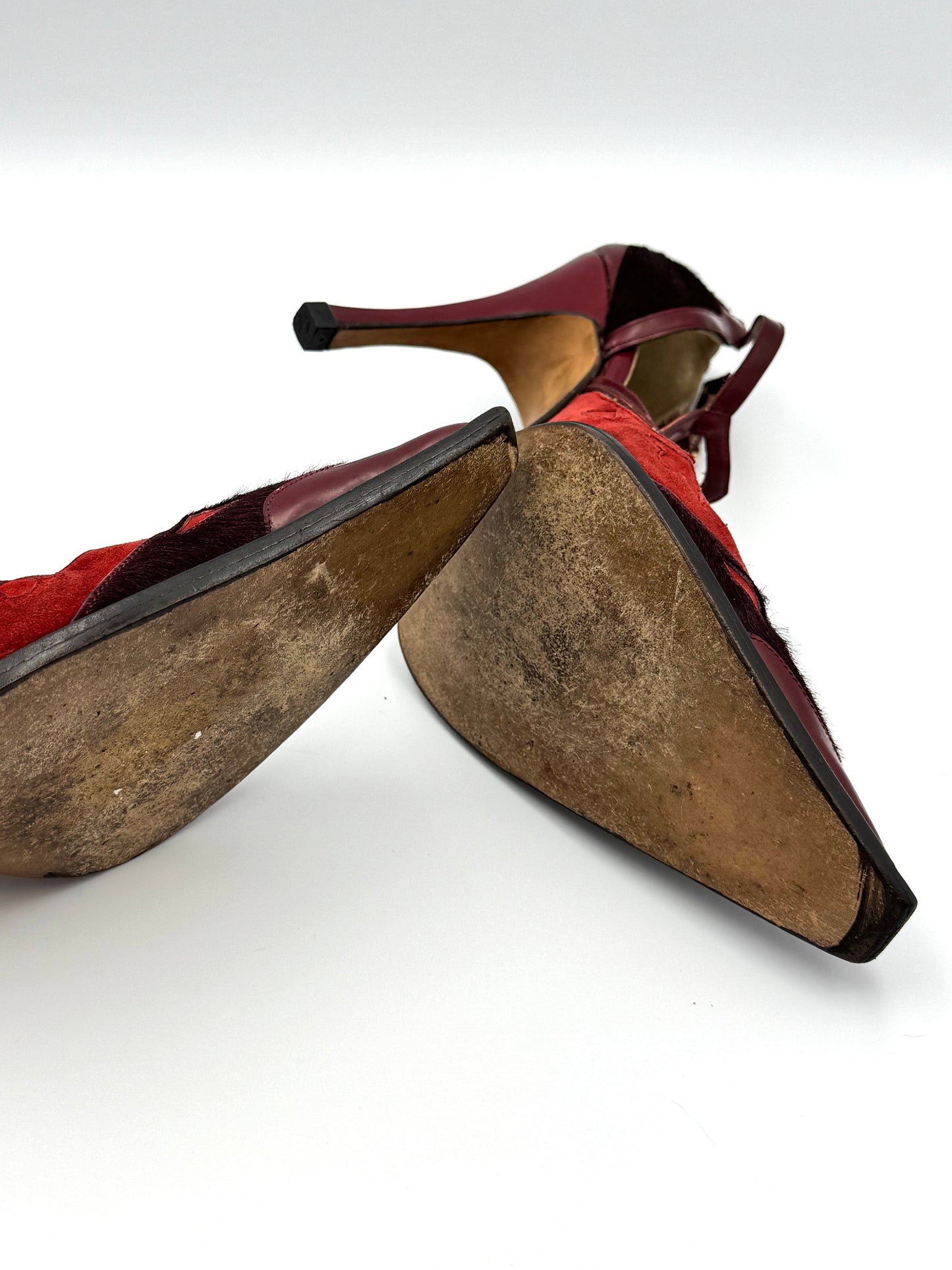 Dolce & Gabbana (2000s) Western Red T Strap Heels (IT39 / US8.5)