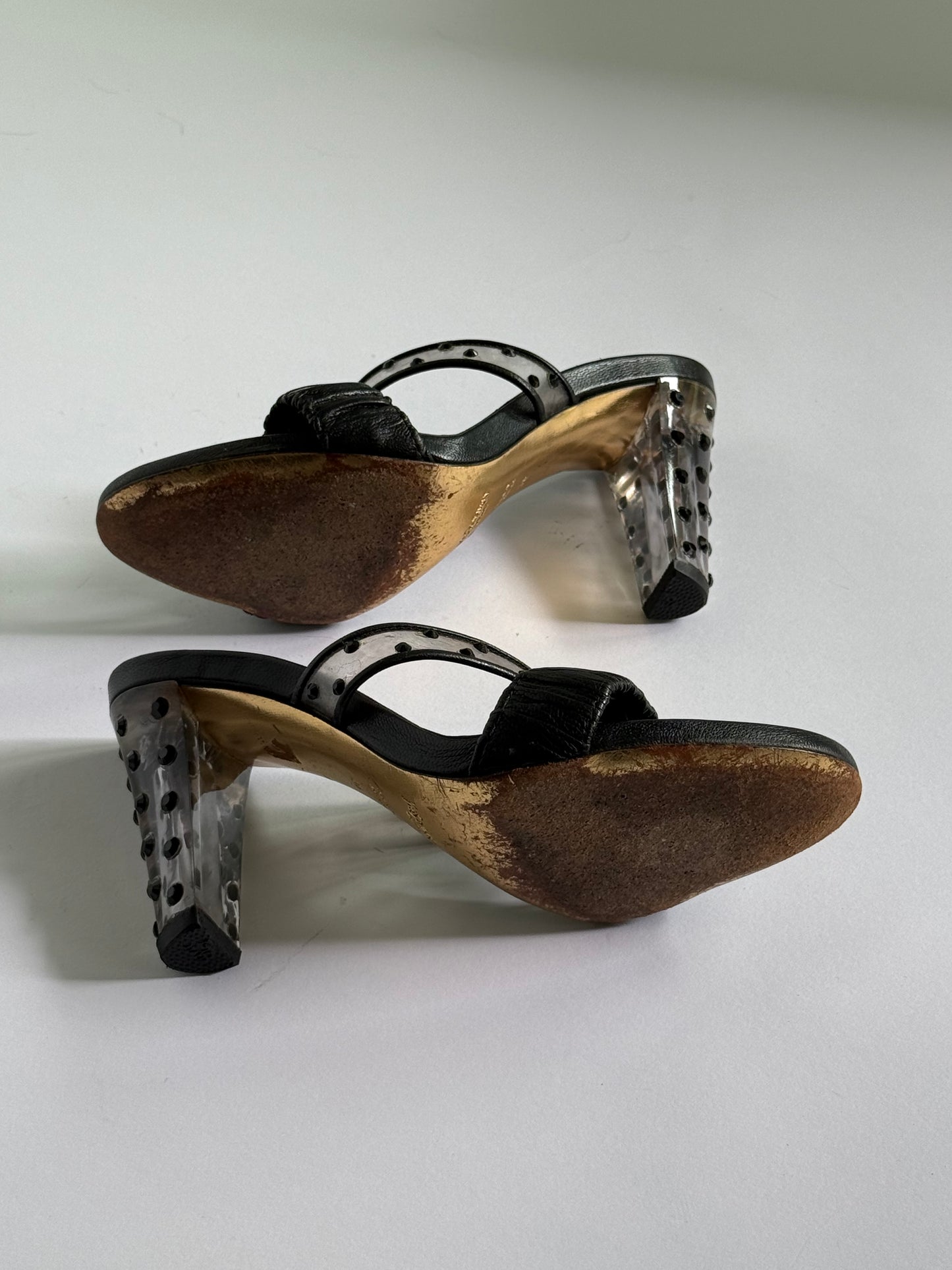 FW2003 Yves Saint Laurent Black Crystal Embellishment Slides (IT36 / US6-6.5)
