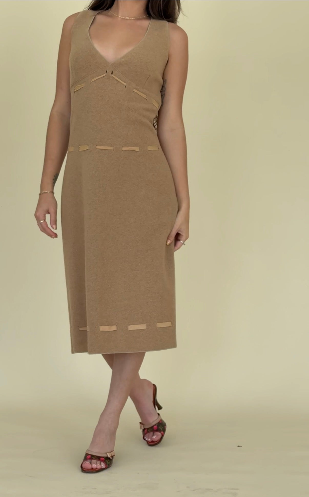 F/W1996 Miu Miu Tan Wool Dress (IT40 / US S)