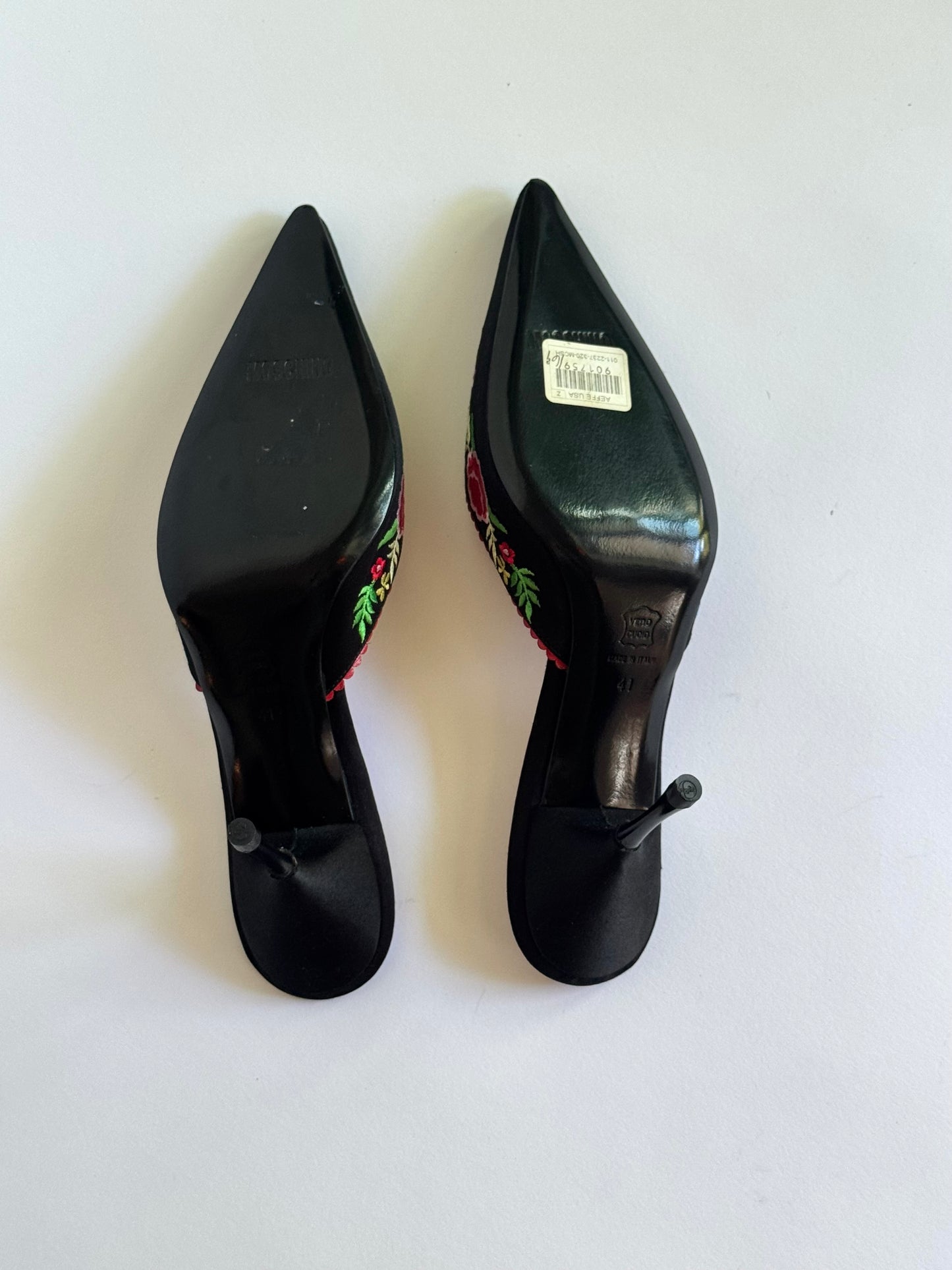 Moschino Satin Floral Embroidered Mules (IT41 / US9-9.5)