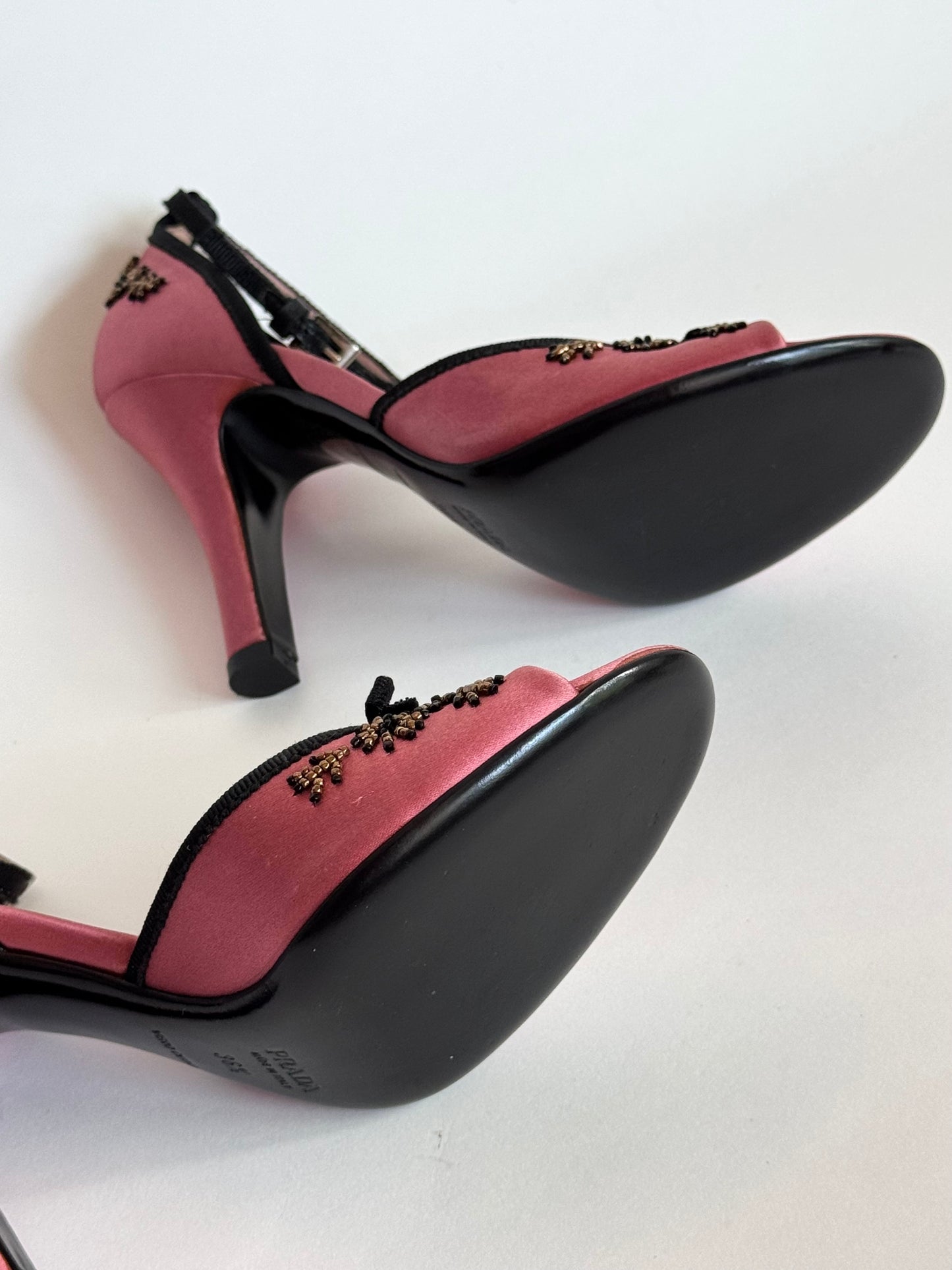 Prada Satin Beaded Coral Bow Pumps (IT36.5 / US6-6.5)