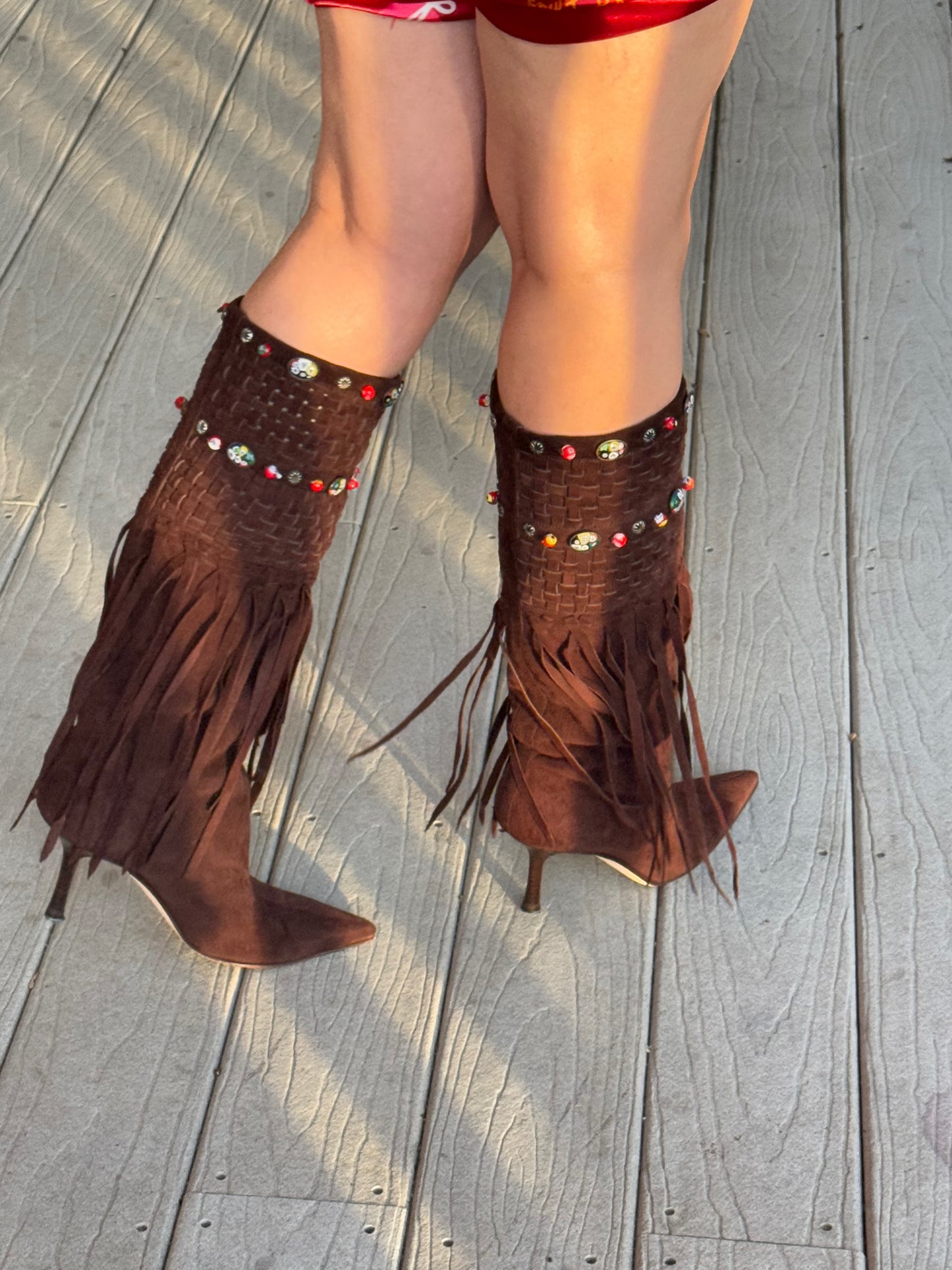Jimmy Choo Brown Suede Fringe Boots (IT40 / US9-9.5)