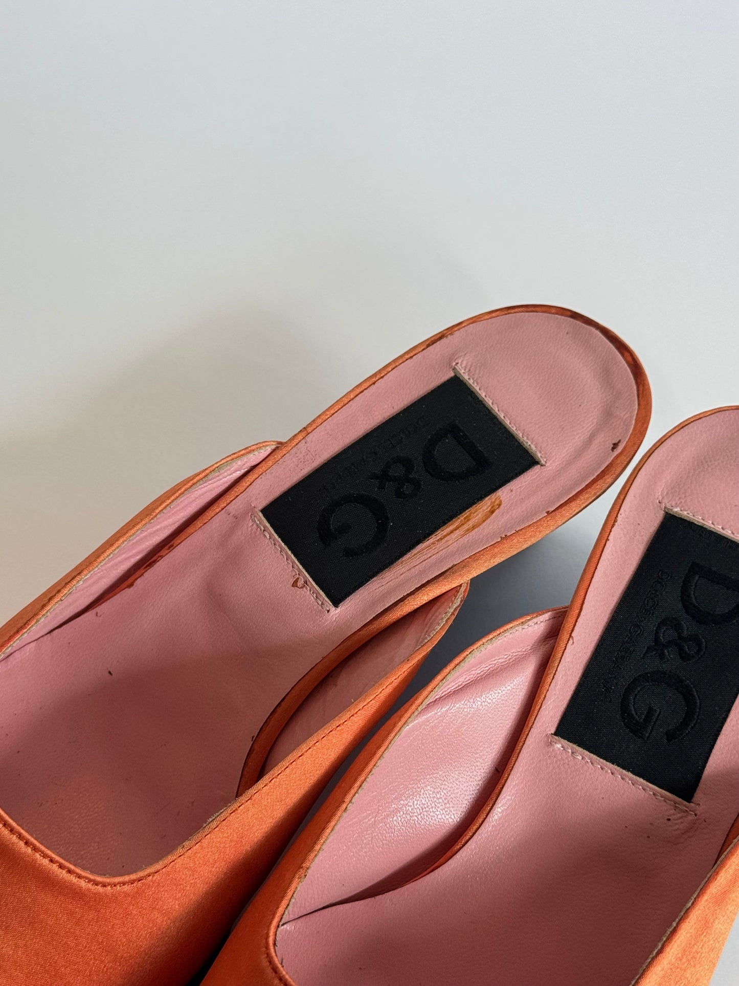 D&G Orange Satin Beaded Butterfly Mules (IT37 / US5.5-6)