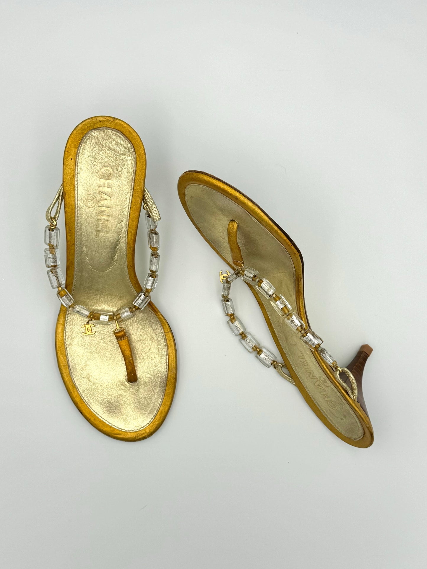 Vintage CHANEL Gold Slides (IT39 / US7.5-8)