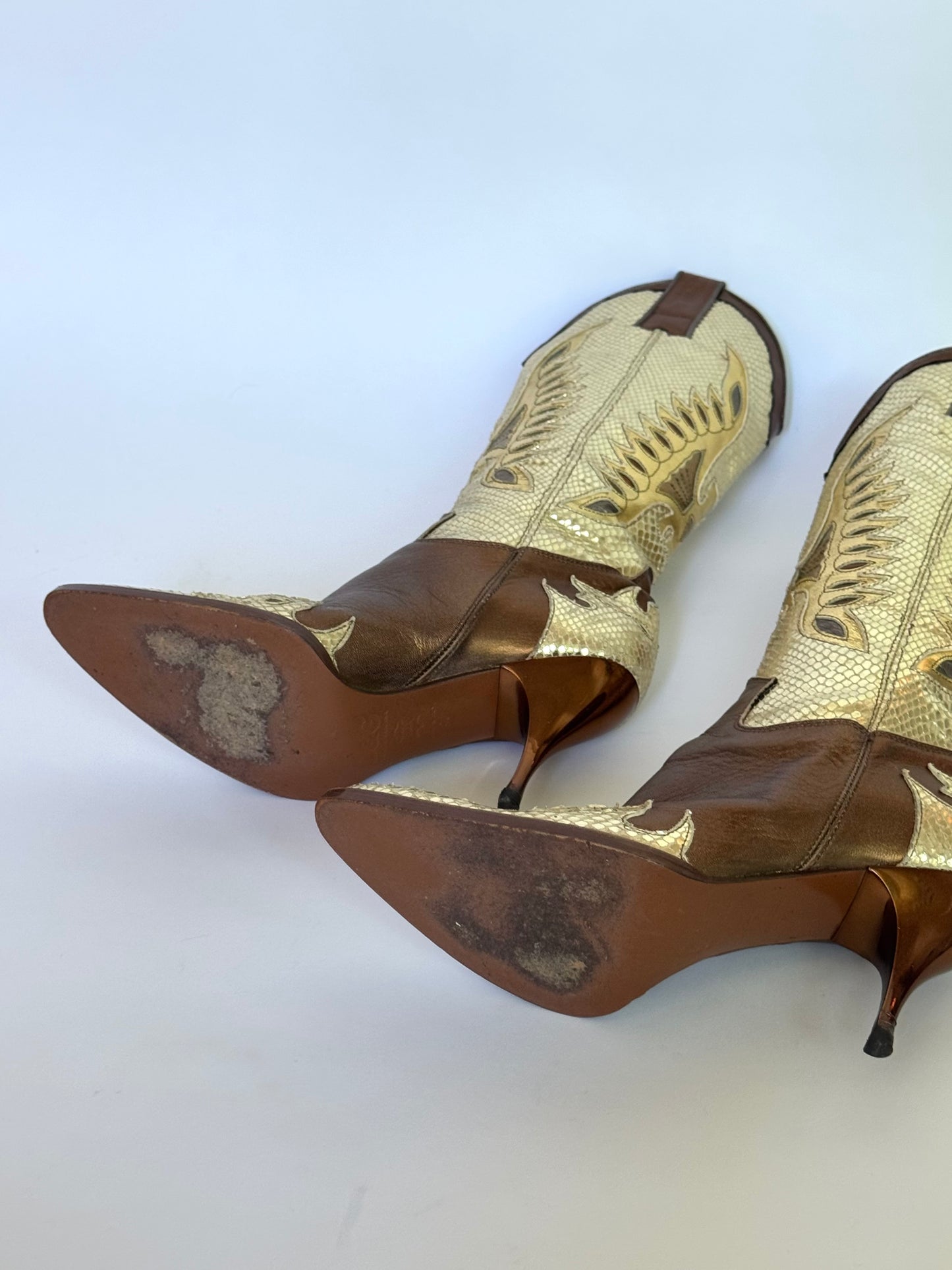 SS2004 D&G Metallic Snakeskin Butterfly Boots (IT40 / US9.5-10)