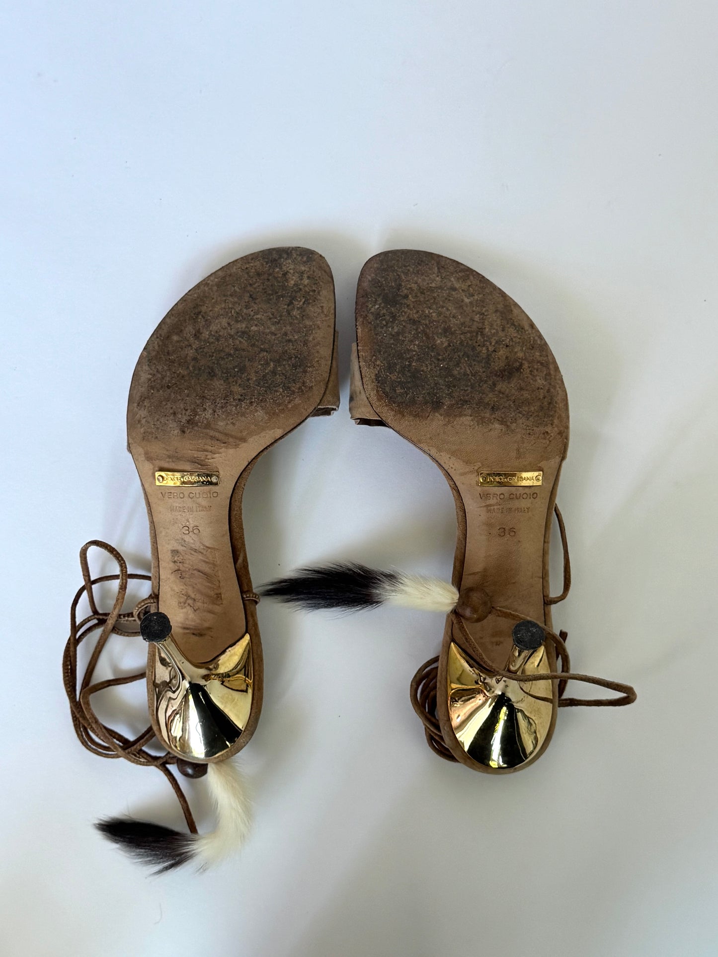 Dolce & Gabbana Tan Suede Lace-Up Sandals (IT36 / US6.5-7)