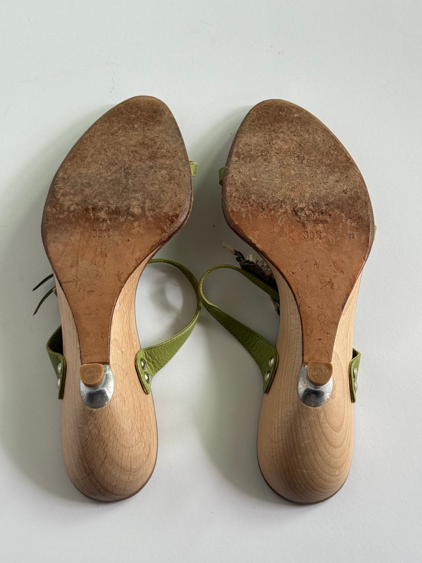 Prada Green Flower Sandals (IT38.5 / US8-8.5)