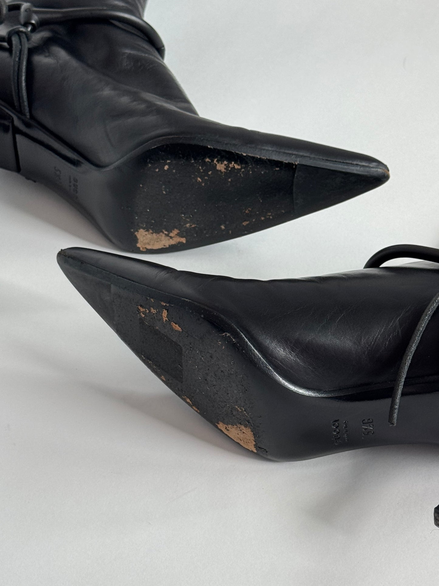 GUCCI, Tom Ford Era, Horsebit Black Leather Boots (5.5B / US4.5-5)