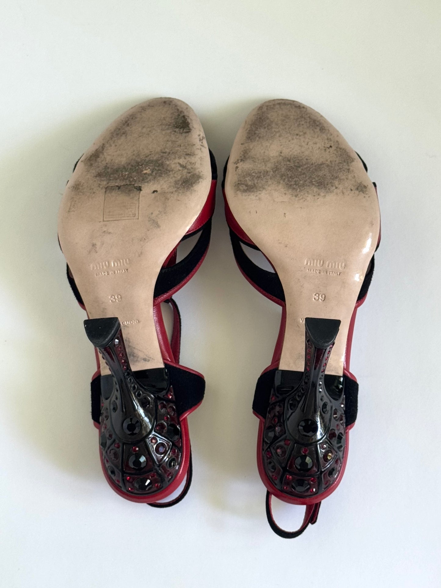 Miu Miu Red Crystal Embellished Pumps (IT39 / US8.5-9)