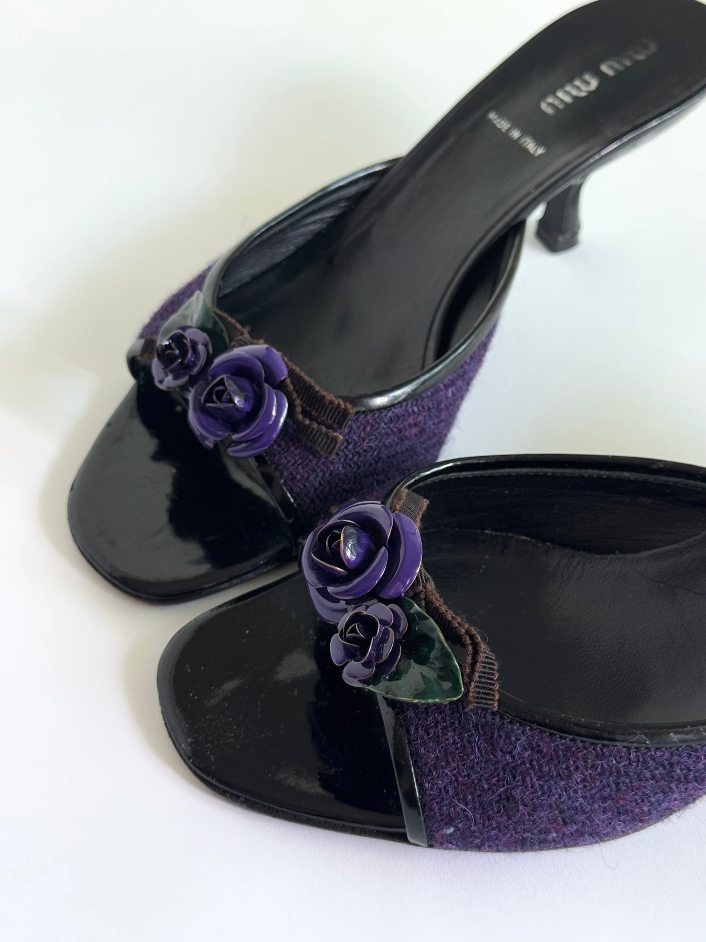 90's Miu Miu Rose Tweed Sandal (IT37 / US7-7.5)