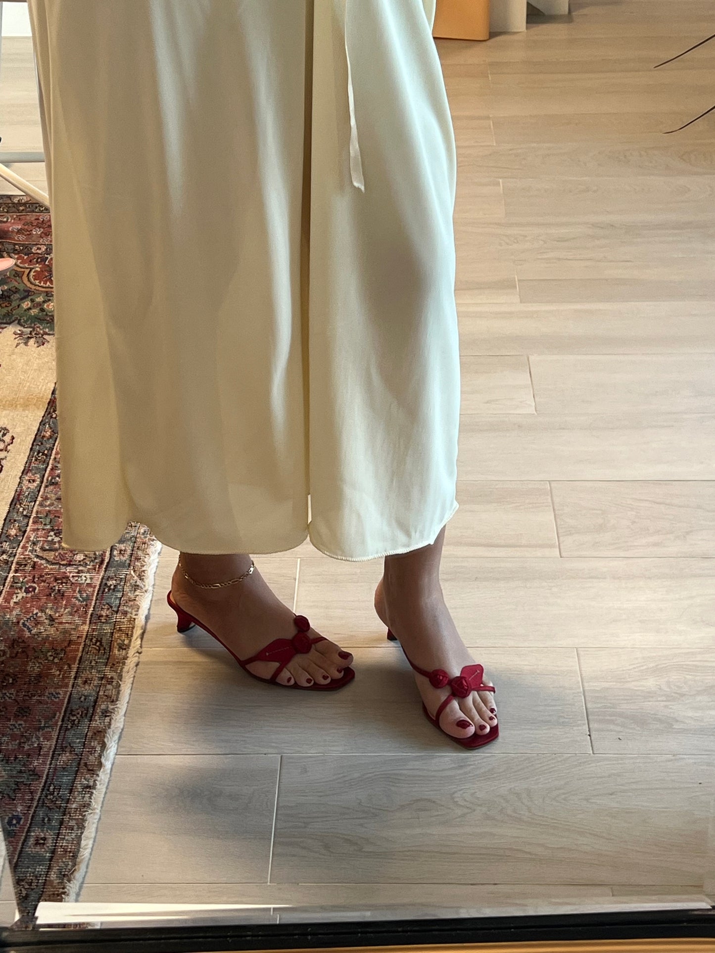 2000’s Prada Red Rose Satin Slides (IT38/ US7.5-8)