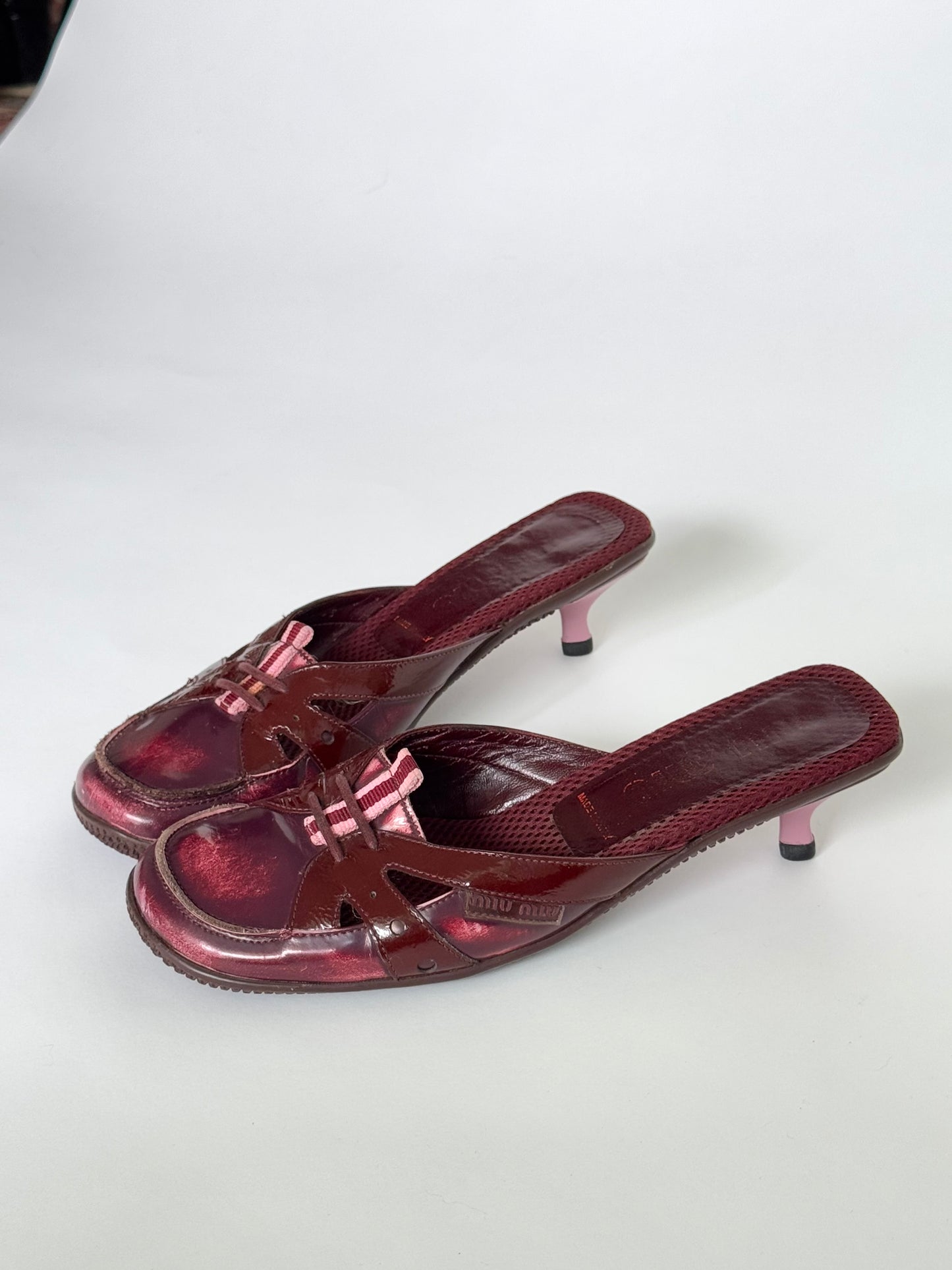 90’s Miu Miu Burgundy Leather Mules (IT36 / US6-6.5)