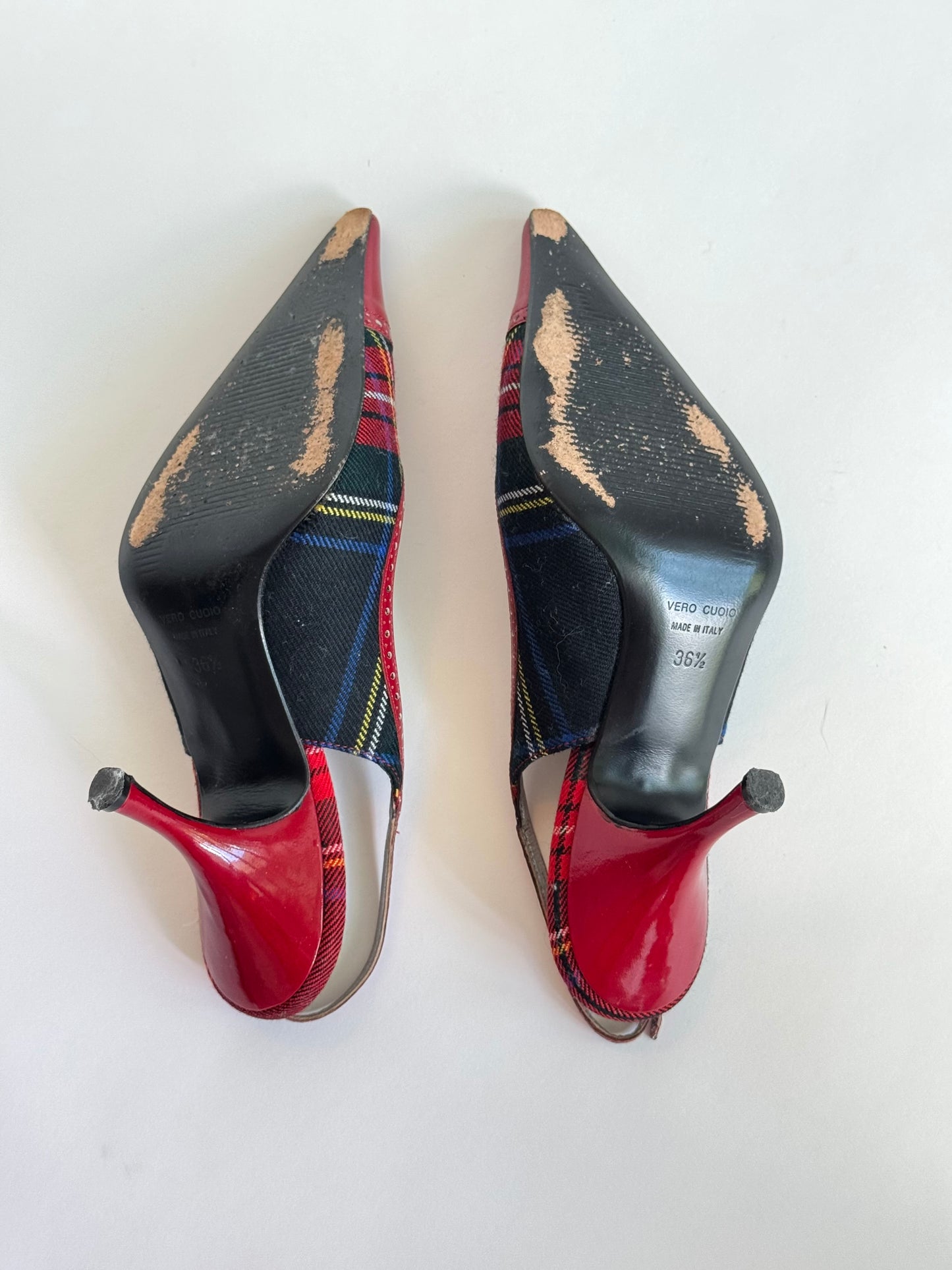 Dolce & Gabbana Wool Red Plaid Slingback Pumps (IT36.5 / US6-6.5)
