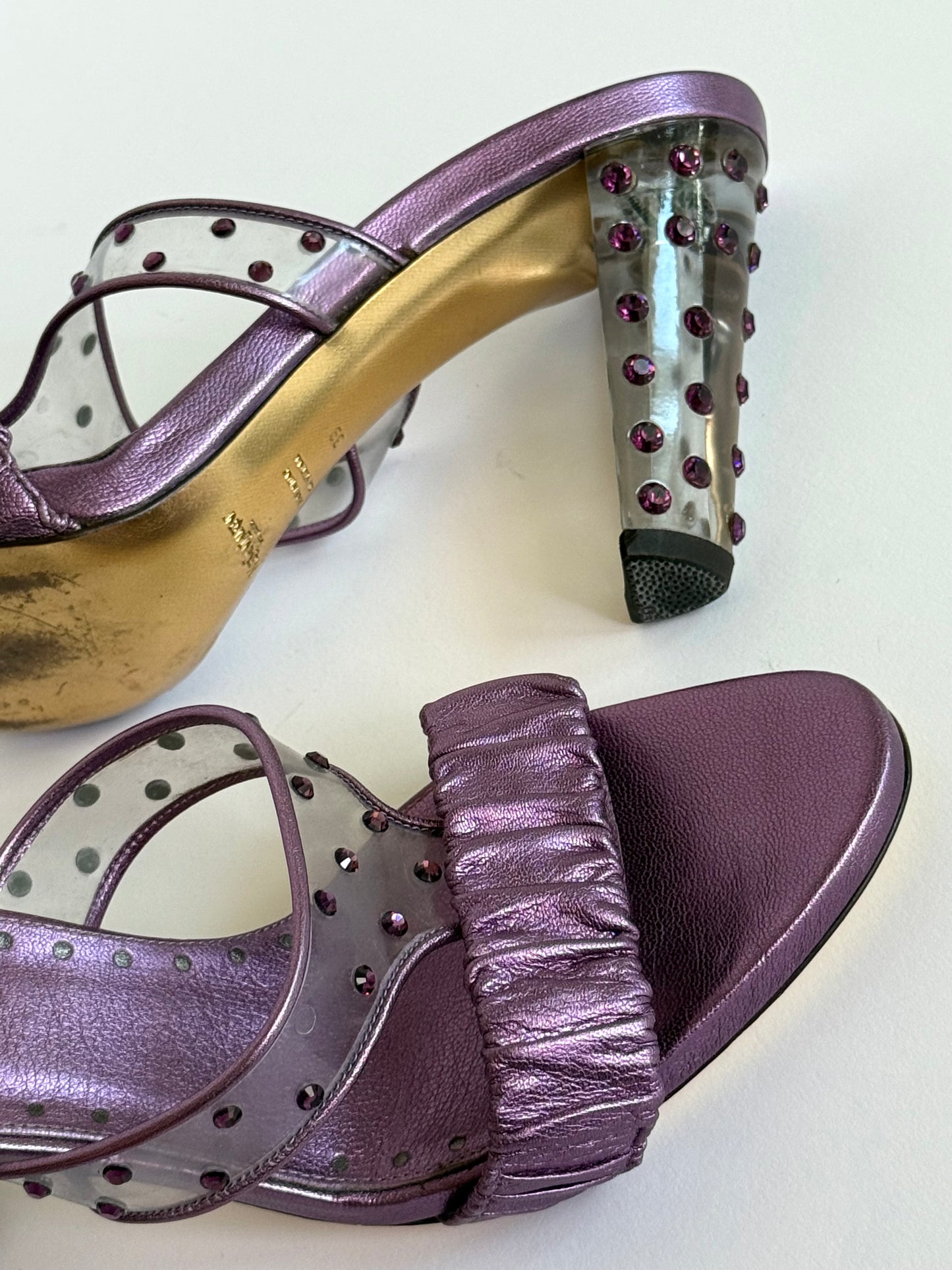 FW2003 Yves Saint Laurent Purple Crystal Embellishment Slides (IT39 / US8-8.5)