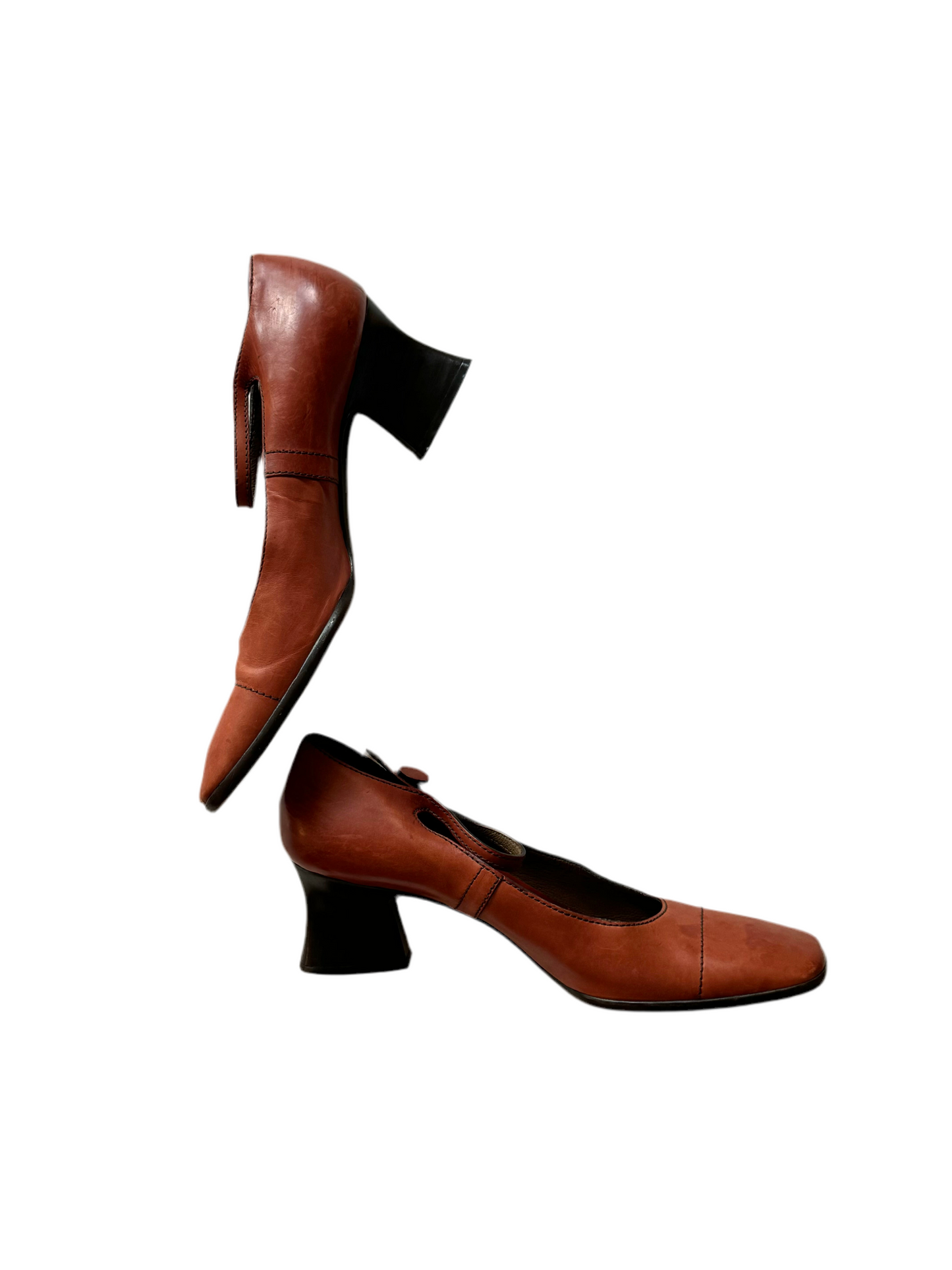 FW 2001 Prada Brown/Burnt Orange Mary Jane Heels (IT35 / US5.5-6)