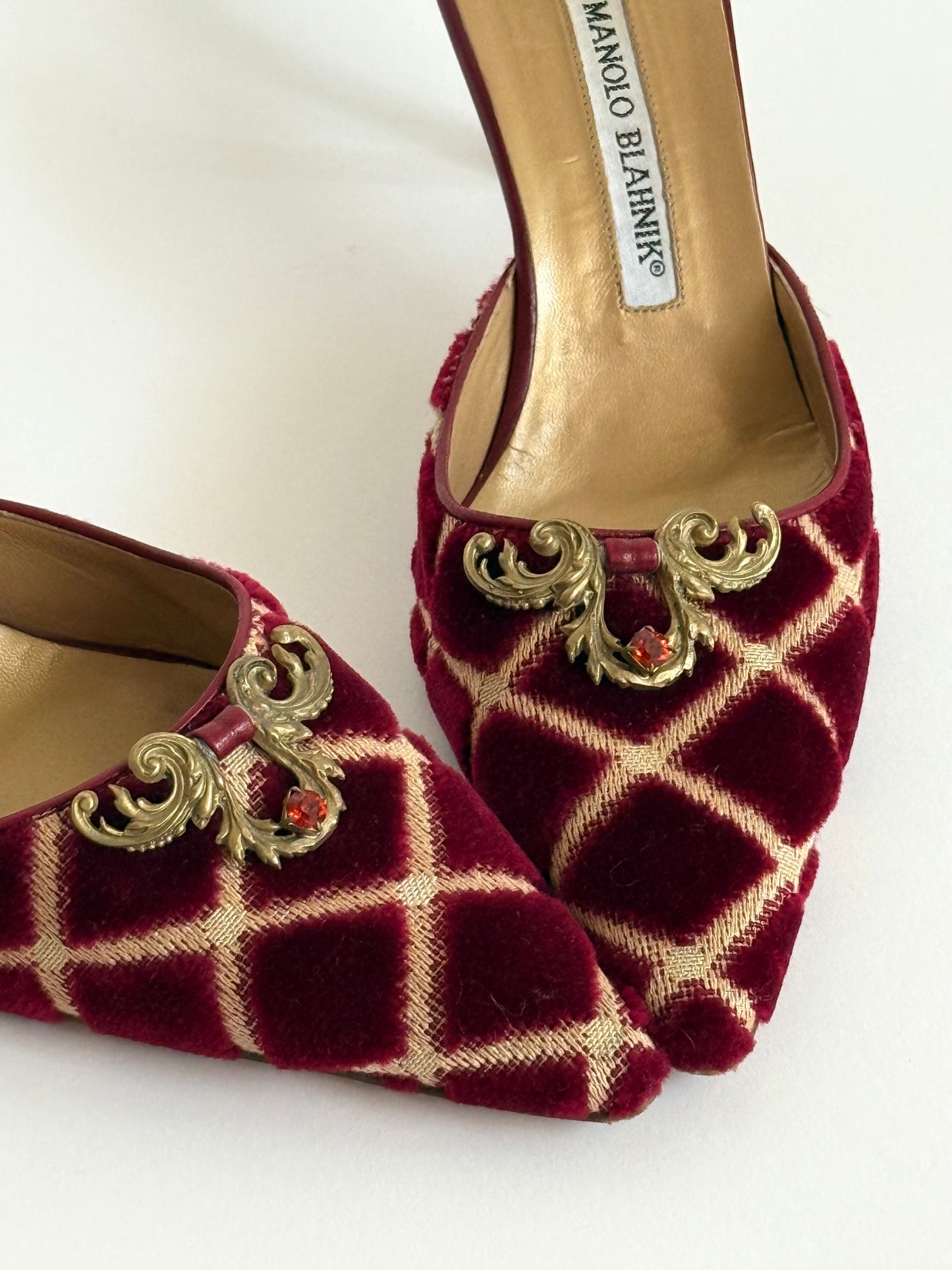 Manolo Blahnik Velvet Printed Mules (IT37 / US6-6.5)