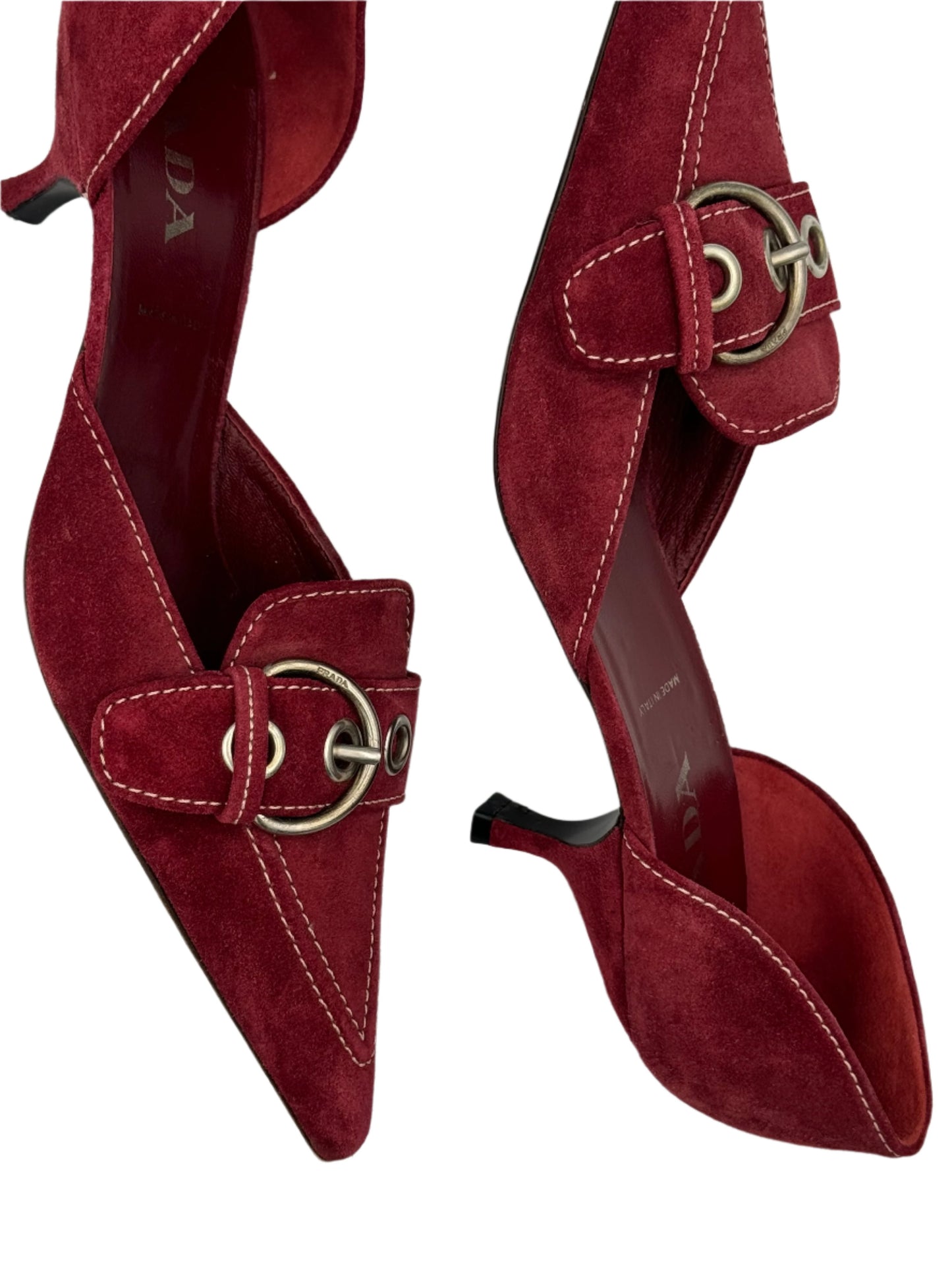 2002 Prada Burgundy Suede D’Orsay Heels (IT41 / US9.5-10)