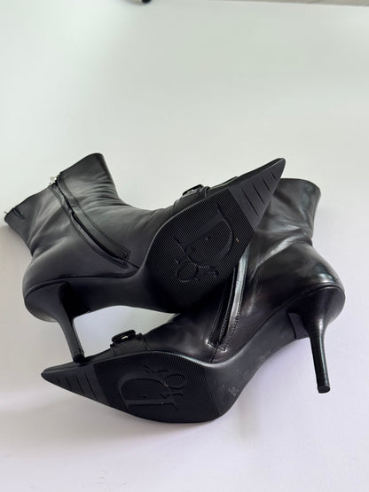 Christian Dior Black Leather Ankle Boots (IT37 / US7-7.5)