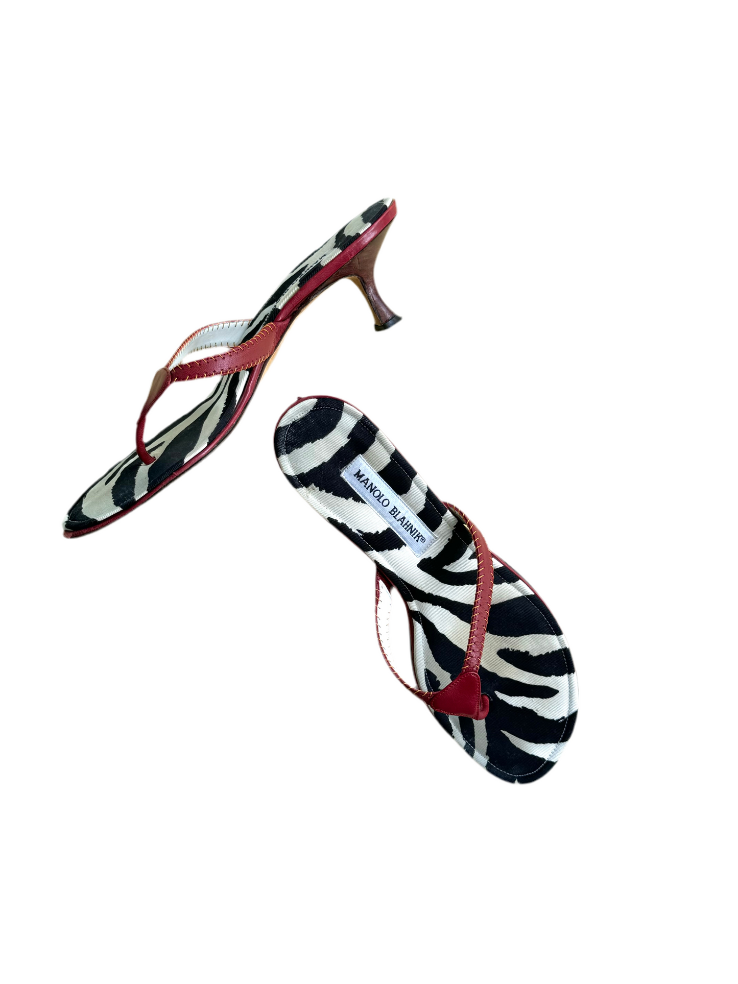 Manolo Blahnik Zebra Print Sandals (IT38.5 / US7.5)