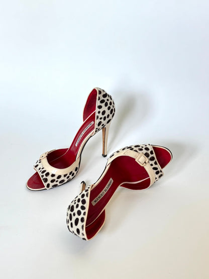 Manolo Blahnik Ponyhair Animal Print D’Orsay Heels (IT37.5 / US8-8.5)