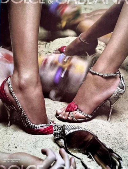 Dolce & Gabbana Snakeskin Heart Slingback Sandals (IT36 / US6-6.5)