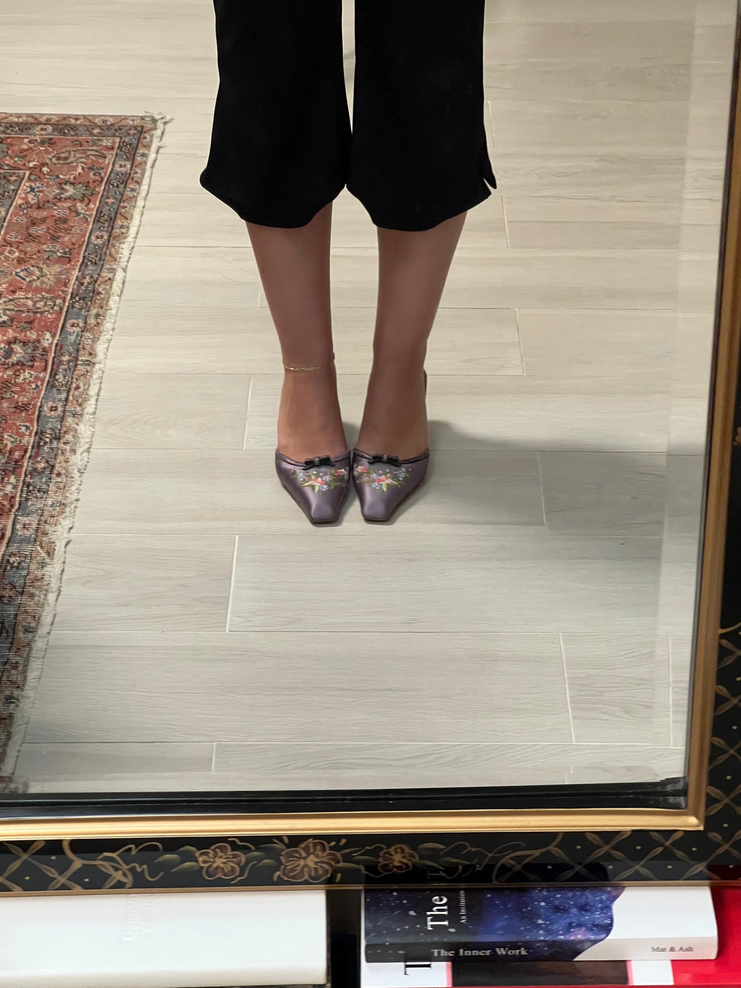 Prada Embroidered Purple Mules with Snakeskin Phone (IT37 / US6.5)
