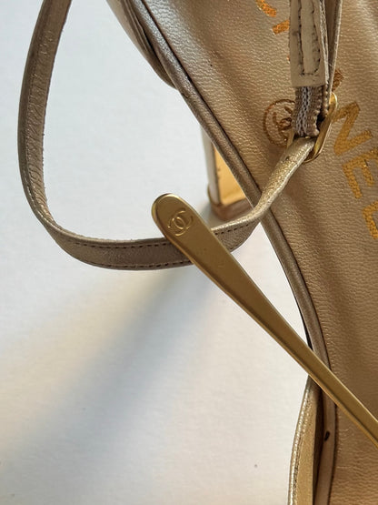 CHANEL Satin Ivory Pearl T-Strap Heels (IT37 / US7-7.5)