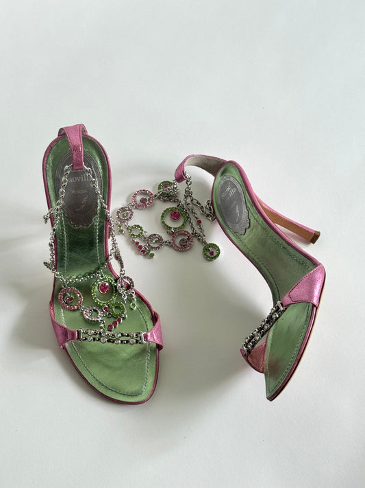 René Caovilla Chain Jewel Sandals (IT35.5 / US6-6.5)