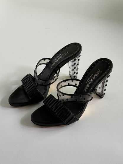 FW2003 Yves Saint Laurent Black Crystal Embellishment Slides (IT36 / US6-6.5)