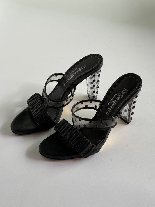 FW2003 Yves Saint Laurent Black Crystal Embellishment Slides (IT36 / US6-6.5)