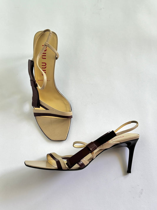 Miu Miu SS2000 Brown Bow Slingbacks (IT39 / US9-9.5)