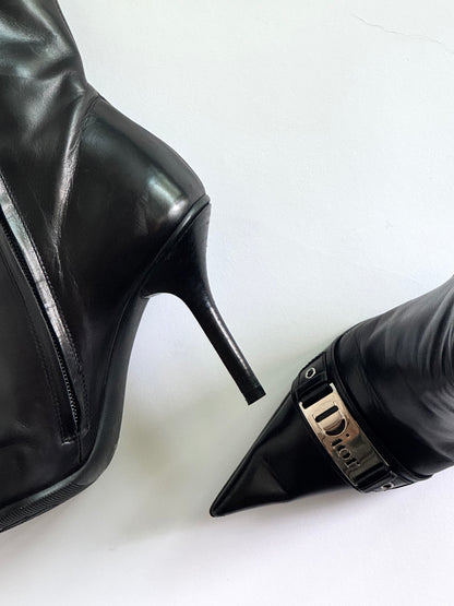 Christian Dior Black Leather Ankle Boots (IT37 / US7-7.5)