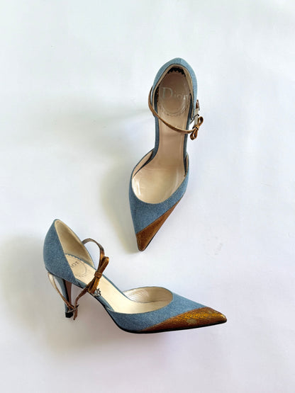 Christian Dior Denim Metallic D’Orsay Pumps (IT36 / US6-6.5)