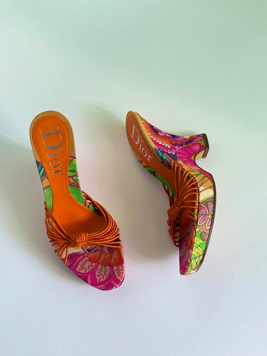 Christian Dior SS2003 Tropical Print Wedges (IT38 / US7-7.5)