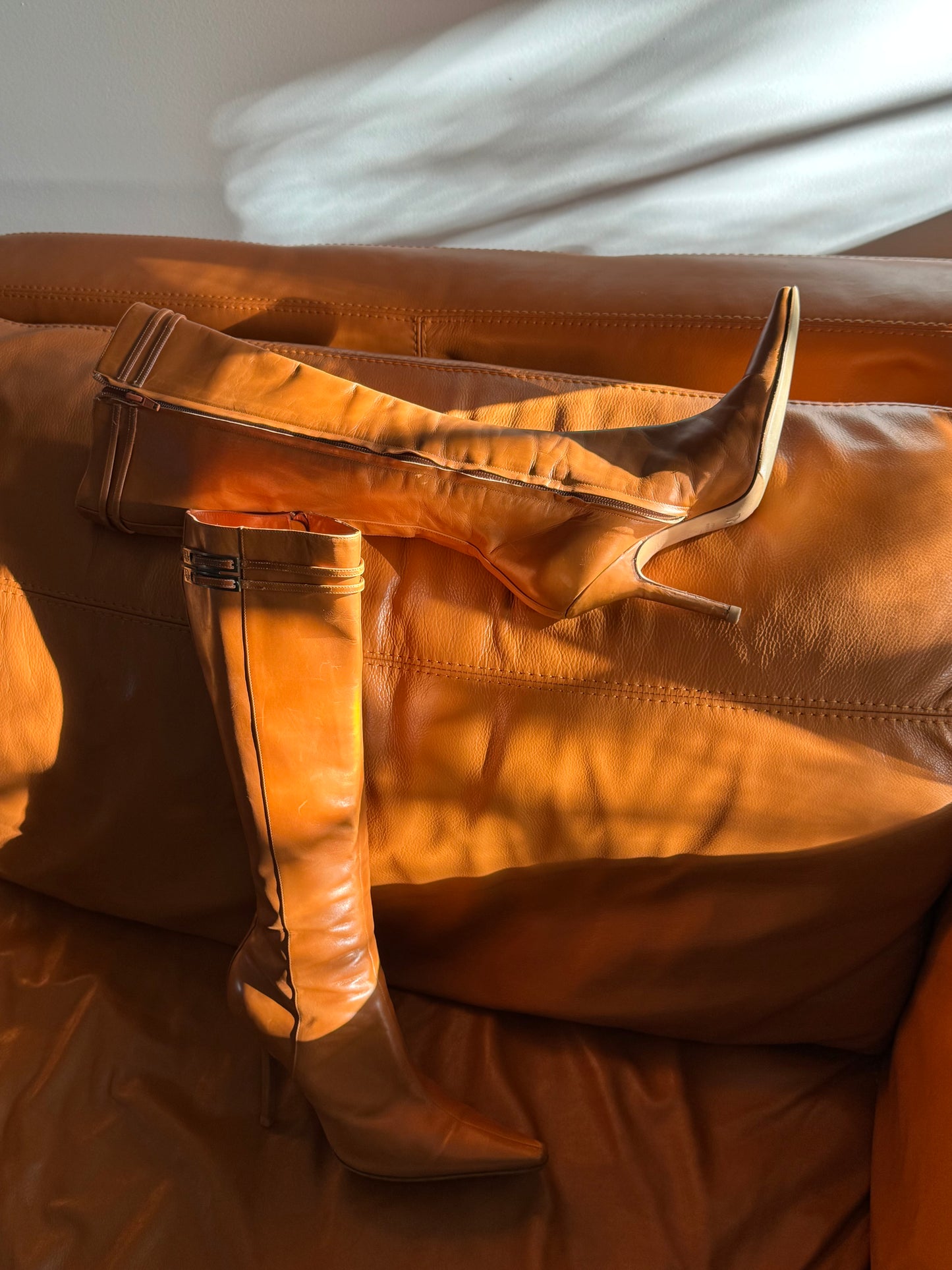 Christian Dior Orange Leather Boots (IT38 / US7-7.5)