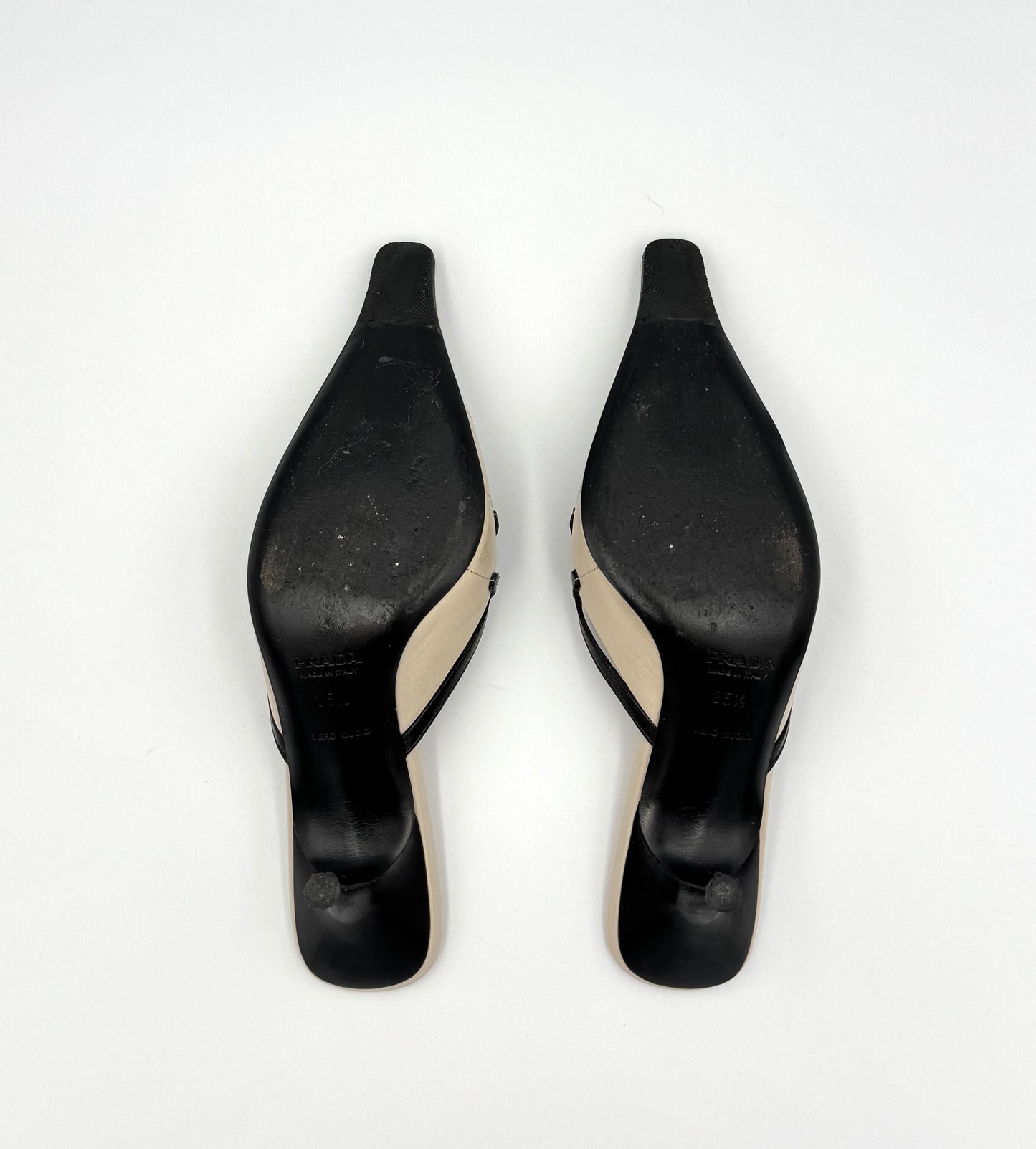 Prada Cutout Beige Leather Mules (IT35.5 / US5-5.5)