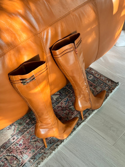 Christian Dior Orange Leather Boots (IT38 / US7-7.5)
