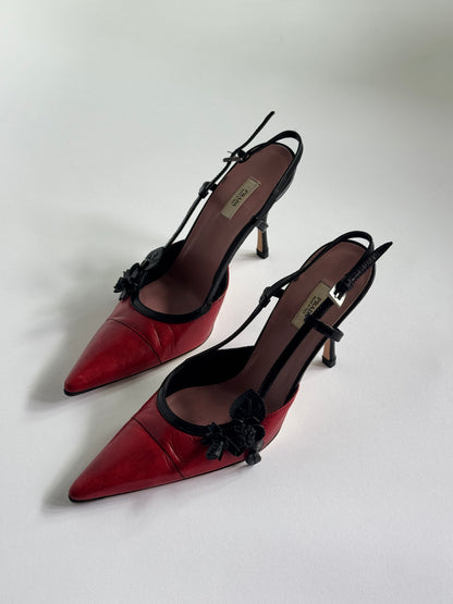Prada Floral Accent Red Slingbacks (IT36 / US5.5-6)