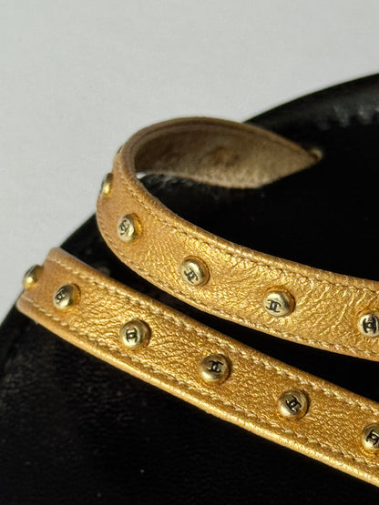 CHANEL 2001 Gold Sandals (IT39 / US8-8.5)