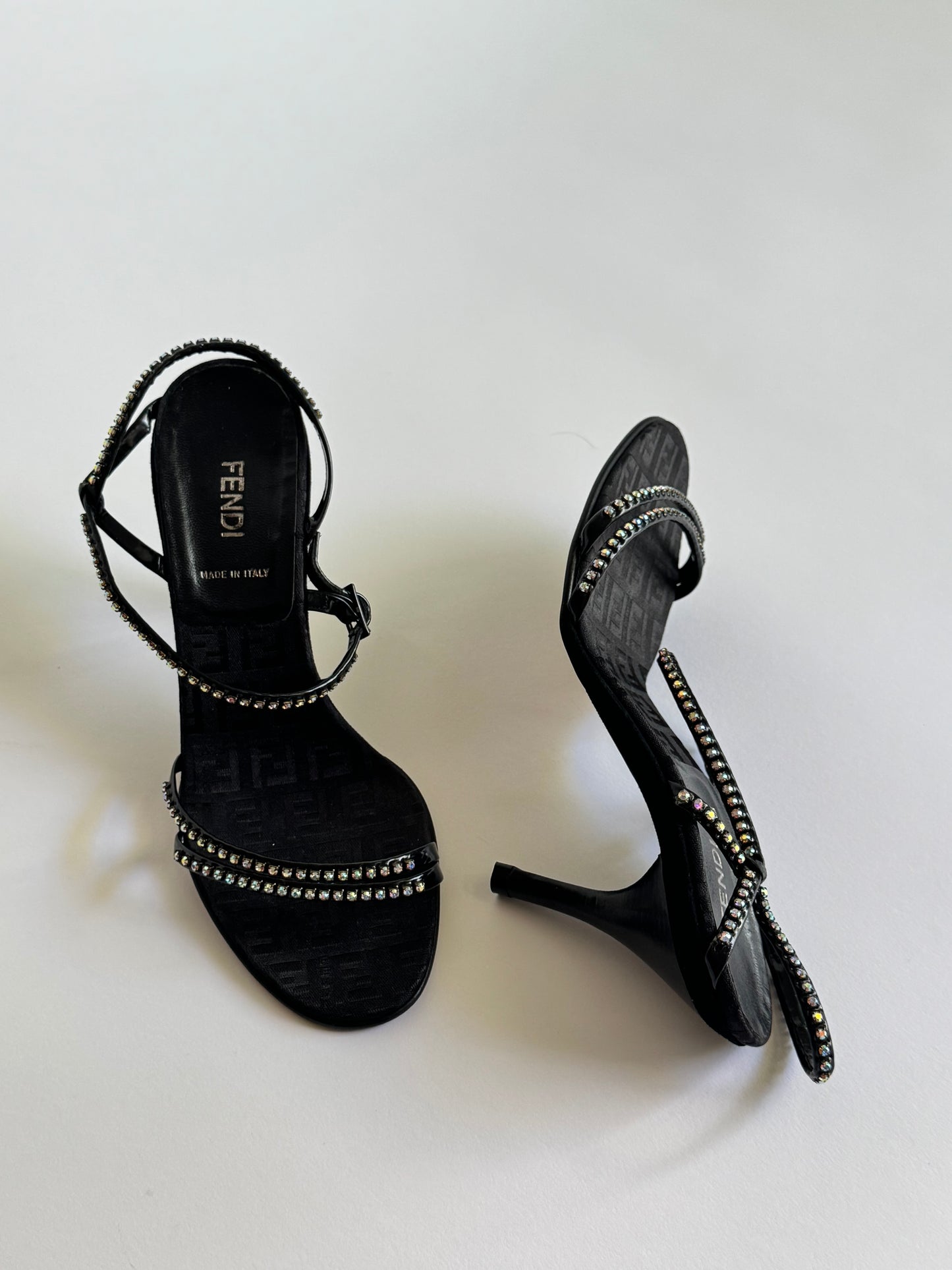 Fendi Black Monogram Jewel Sandals (IT37.5  / US7-7.5)