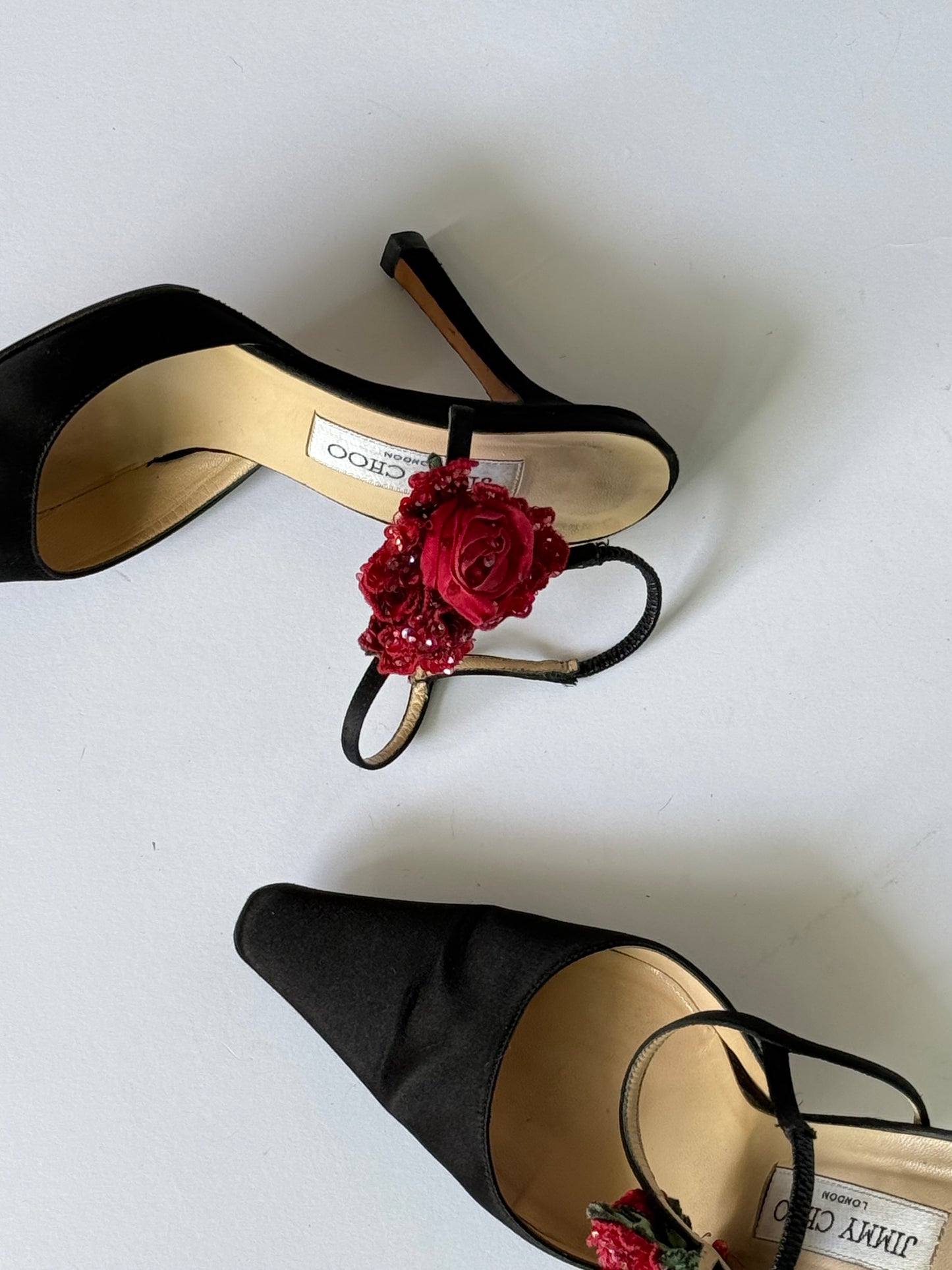 Jimmy Choo Rose Satin Slingbacks (IT37 / US7-7.5)