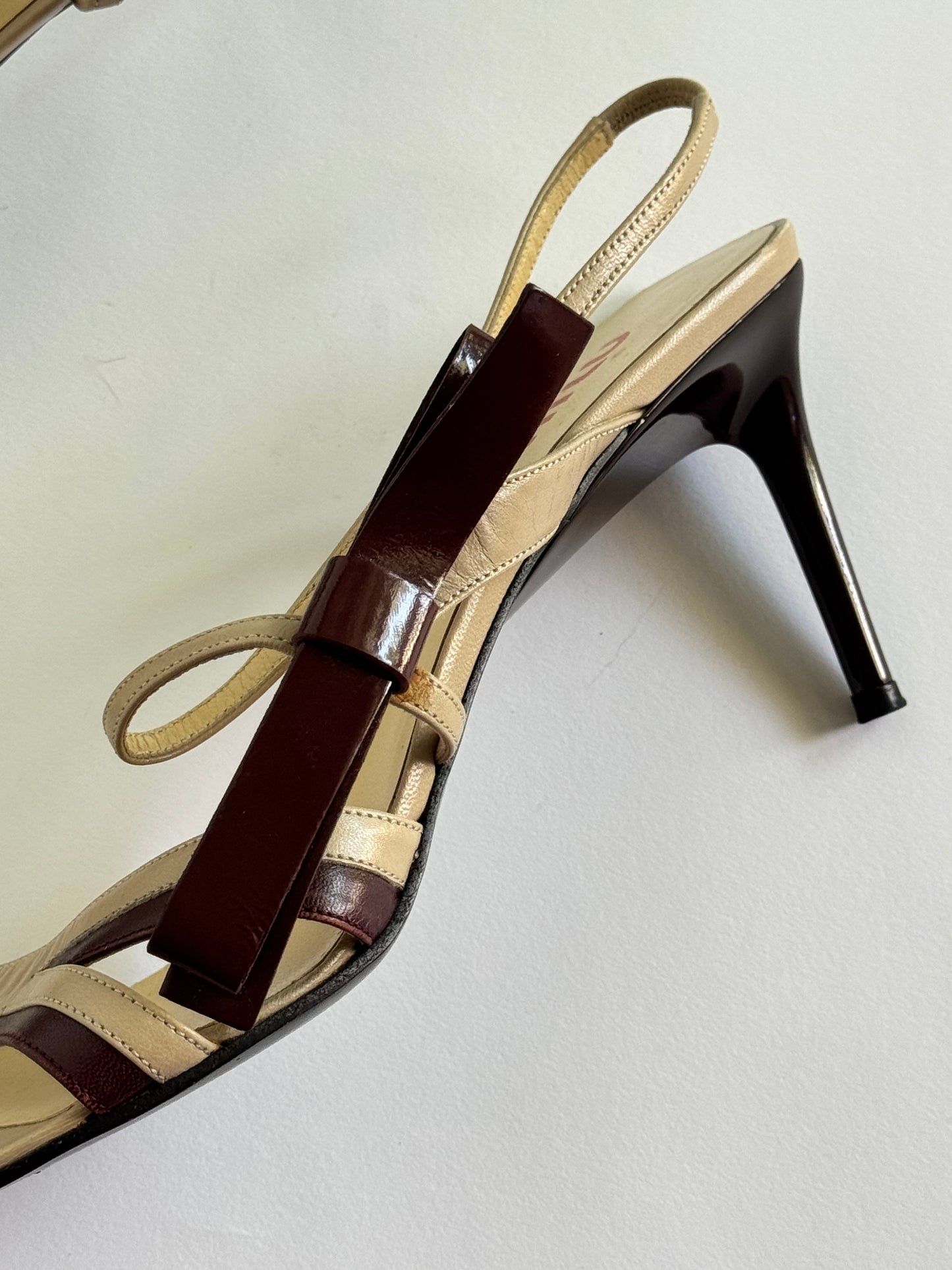 Miu Miu SS2000 Brown Bow Slingbacks (IT39 / US9-9.5)