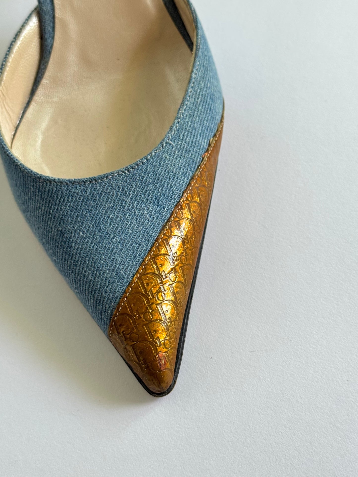 Christian Dior Denim Metallic D’Orsay Pumps (IT36 / US6-6.5)