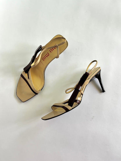 Miu Miu SS2000 Brown Bow Slingbacks (IT39 / US9-9.5)