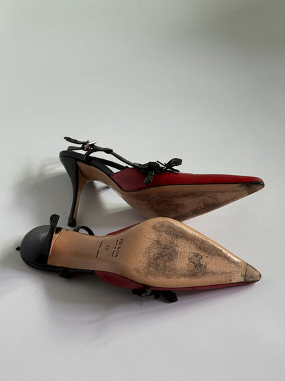 Prada Floral Accent Red Slingbacks (IT36 / US5.5-6)